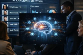 AI system ranking job candidates in a corporate hiring process