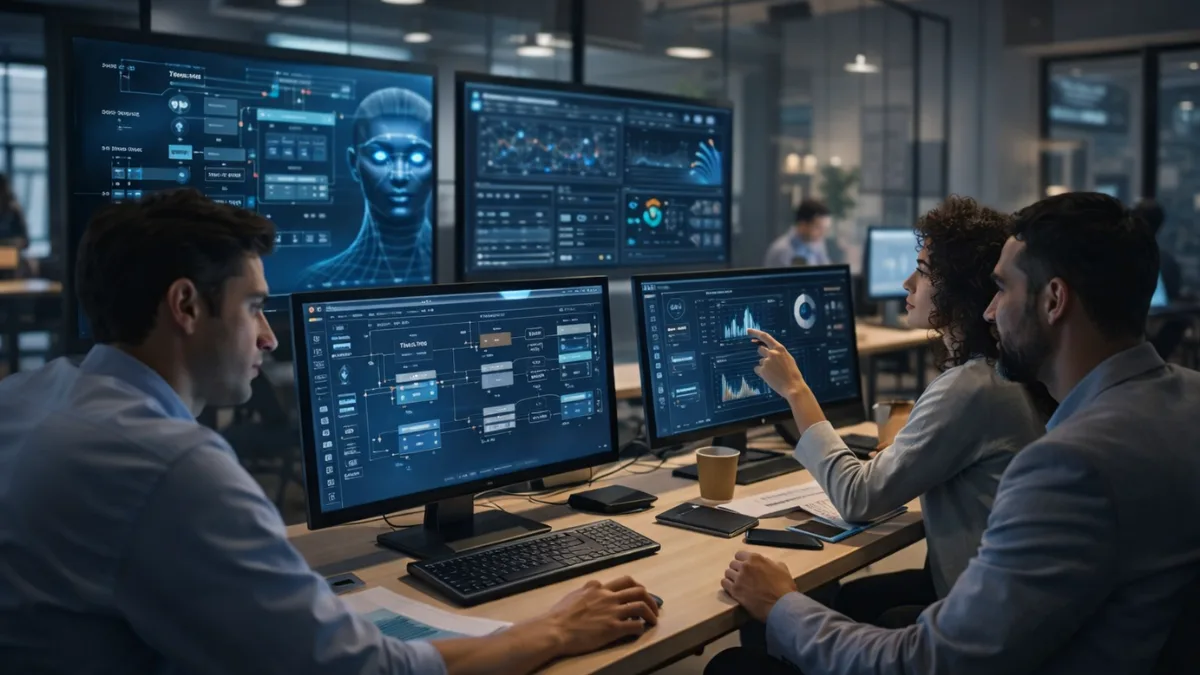 AI systems assisting employees in a modern workplace environment (1)