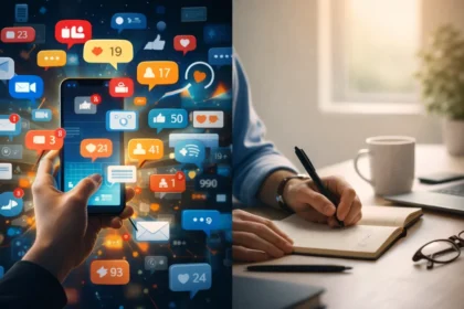Before and after dopamine detox illustrating focus improvement