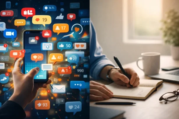 Before and after dopamine detox illustrating focus improvement