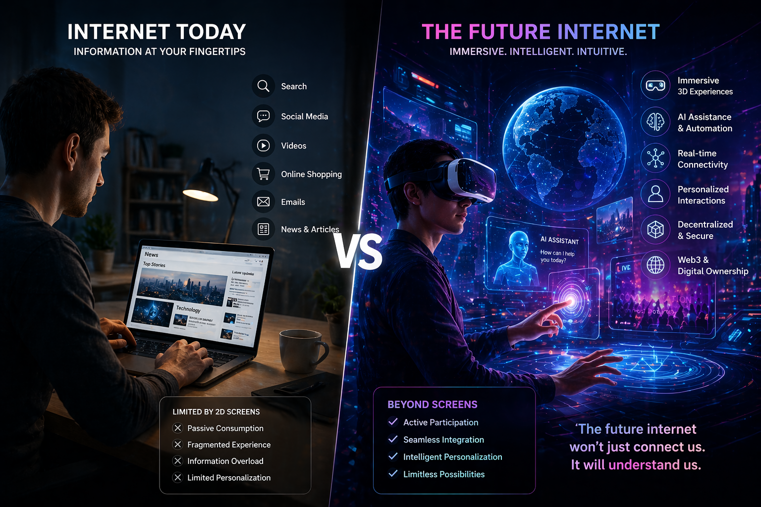 Comparison of current internet and immersive future internet technologies