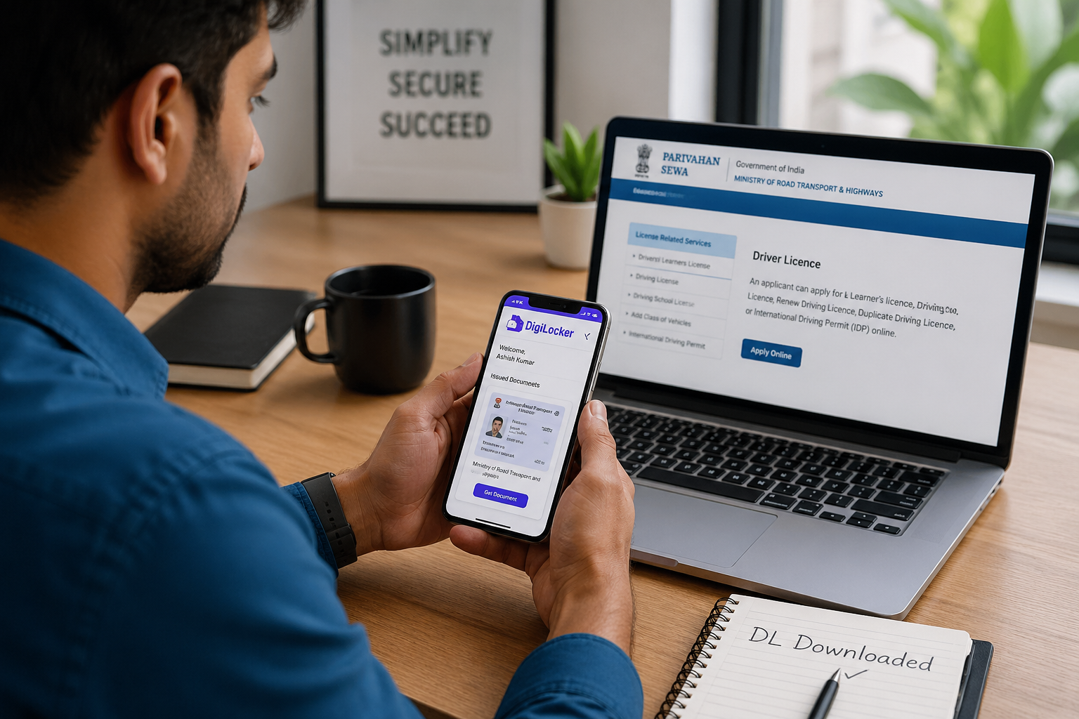 download driving licence online in India using DigiLocker on smartphone