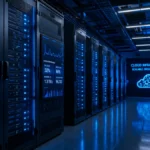 Cloud computing servers powering global data storage infrastructure