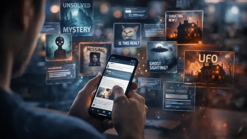 Comparison between factual news and Internet Lore narratives online