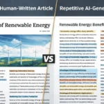 Comparison between human-written content and AI-generated low-quality content