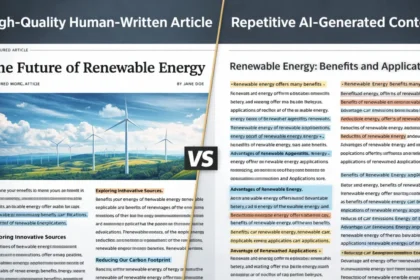 Comparison between human-written content and AI-generated low-quality content