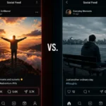 Comparison of high and low social media engagement illustrating Side Character Energy online