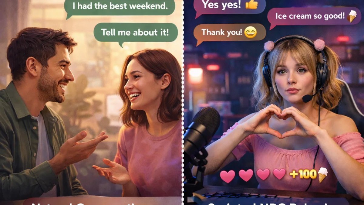 Comparison of human spontaneity vs NPC scripted behavior