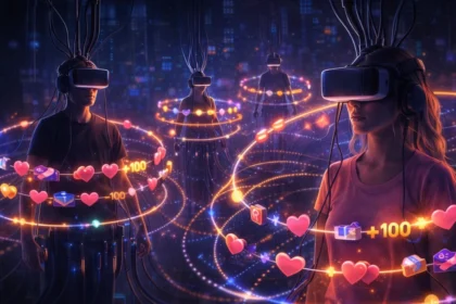 Conceptual illustration of algorithm-driven repetitive online behavior