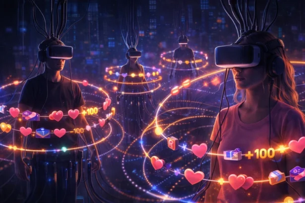 Conceptual illustration of algorithm-driven repetitive online behavior