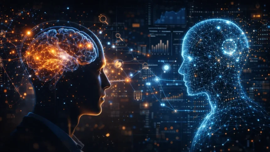 Conceptual visualization of Next-Gen AI Systems influencing human behavior