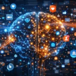 Content Brain concept with neural connections and digital influence