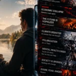 Contrast between real life and Doomposting-driven digital anxiety