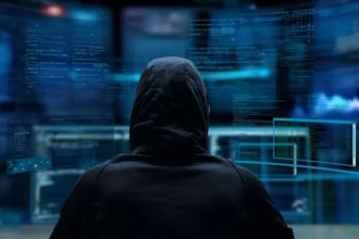 Cyber attack attempt being blocked by advanced firewall security system