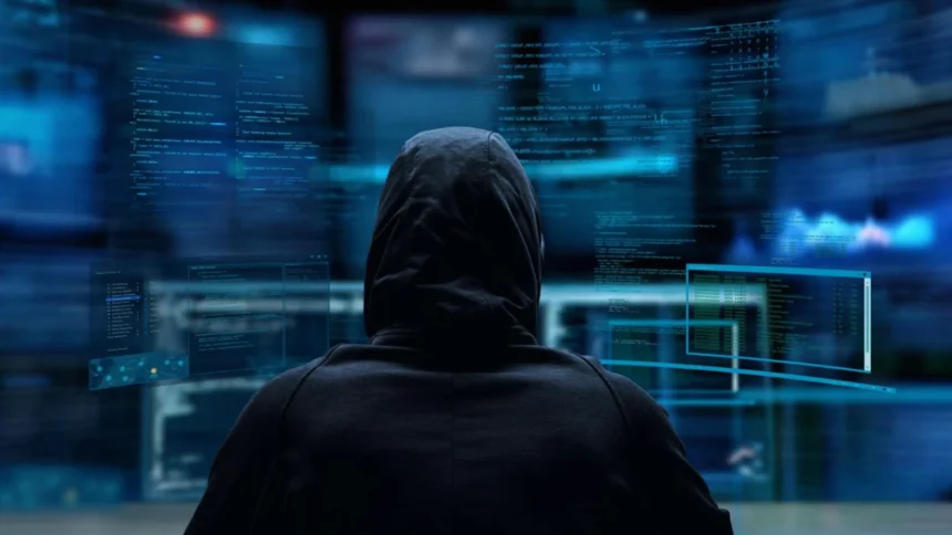 Cyber attack attempt being blocked by advanced firewall security system