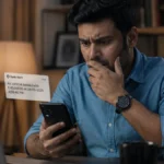 Cybersecurity & Safety alert showing hacked bank account notification on smartphone