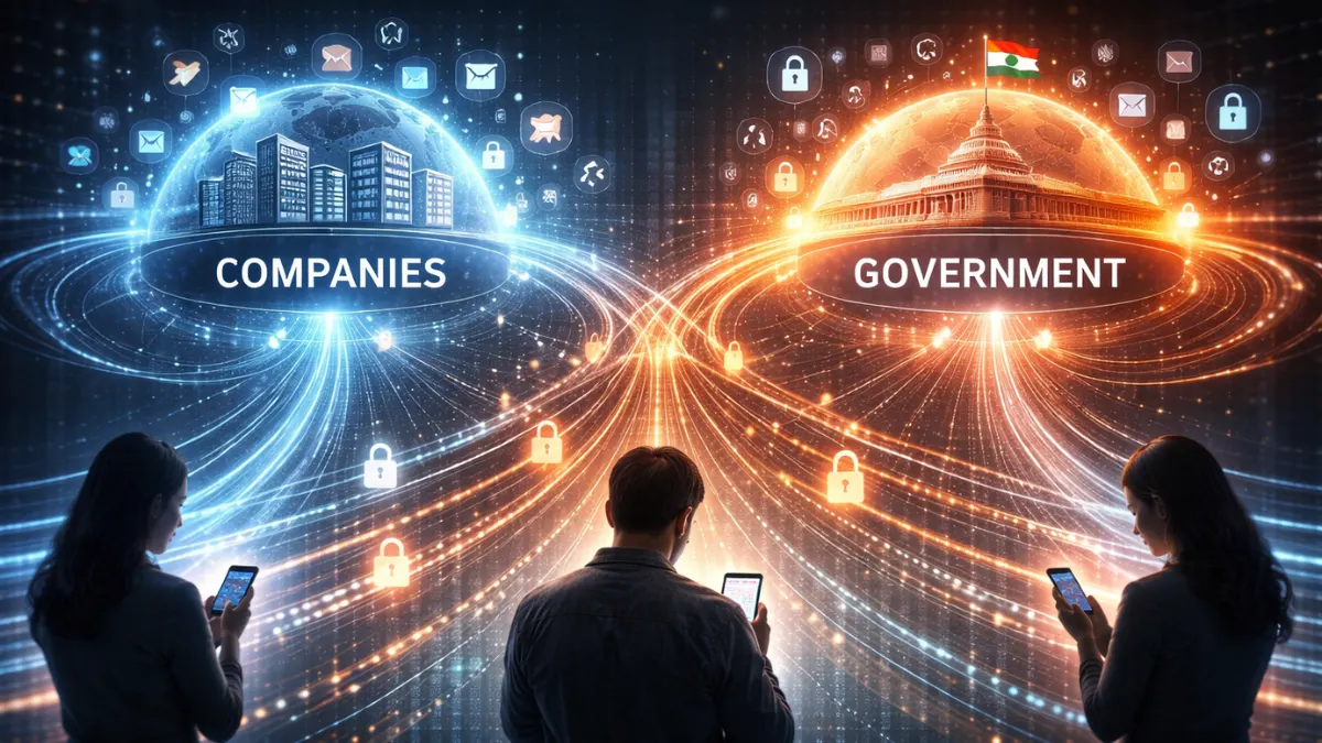 Data flow network showing companies and government access to user data