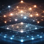 Digital neural network structure with connected nodes visualization