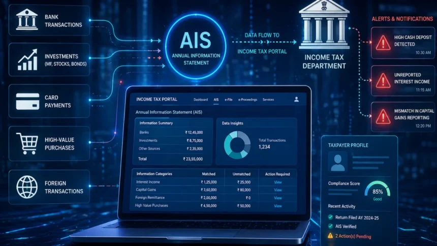 Digital tax monitoring system tracking financial transactions in India
