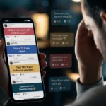 Engagement Farming posts cluttering a social media feed on smartphone