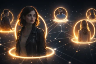 Everyone is the main character concept illustration showing interconnected lives