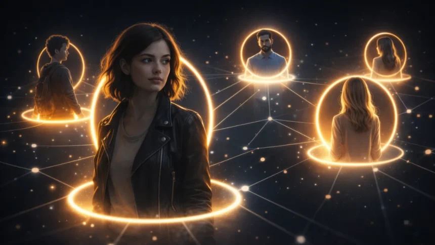 Everyone is the main character concept illustration showing interconnected lives