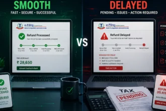 Finance & Banking system showing tax refund processing vs delay scenario