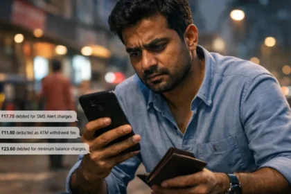 Hidden Bank Charges in India reflected in SMS alerts on mobile