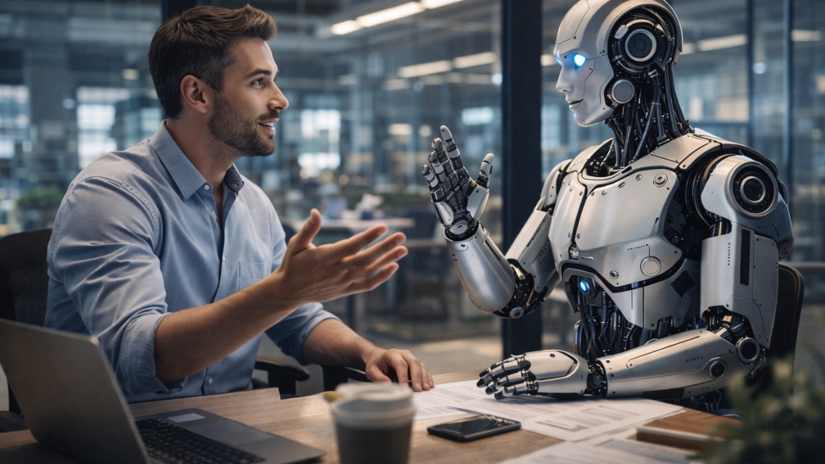 Human and robot collaboration showing real-world robotics applications