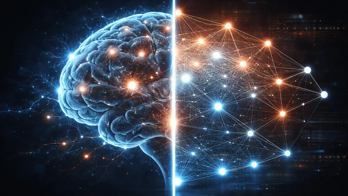 Human brain compared with artificial neural network concept
