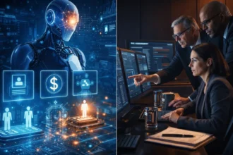 Human oversight vs AI automation decision-making concept