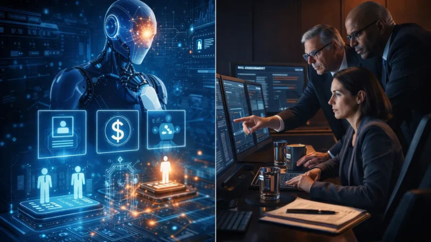 Human oversight vs AI automation decision-making concept