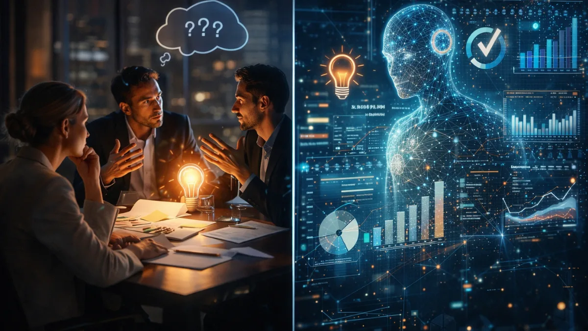 Human vs AI decision-making comparison with advanced digital systems