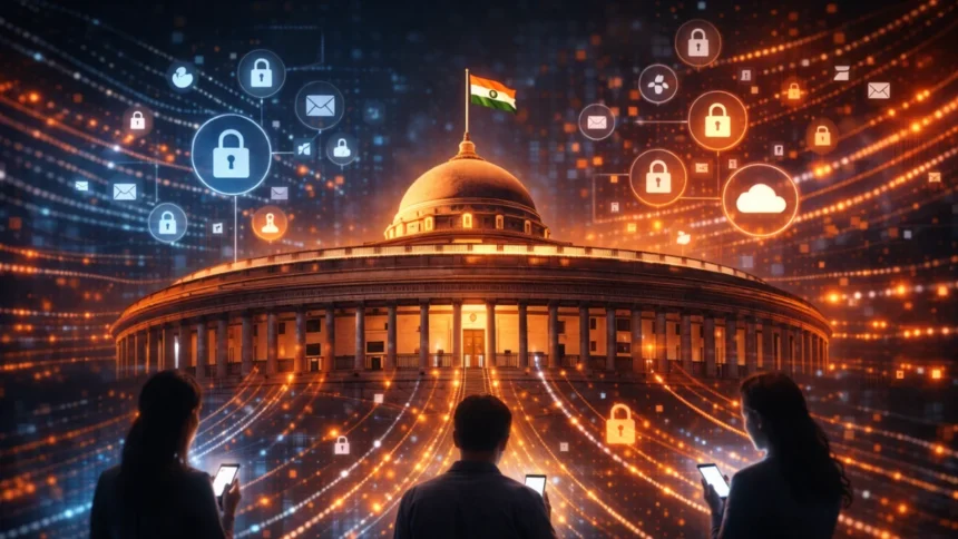 Indian Parliament debating digital privacy laws and data protection