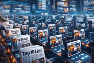 Mass production of low-quality digital content representing Internet Slop