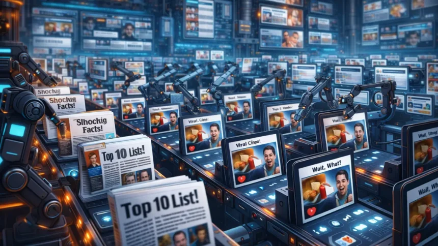 Mass production of low-quality digital content representing Internet Slop