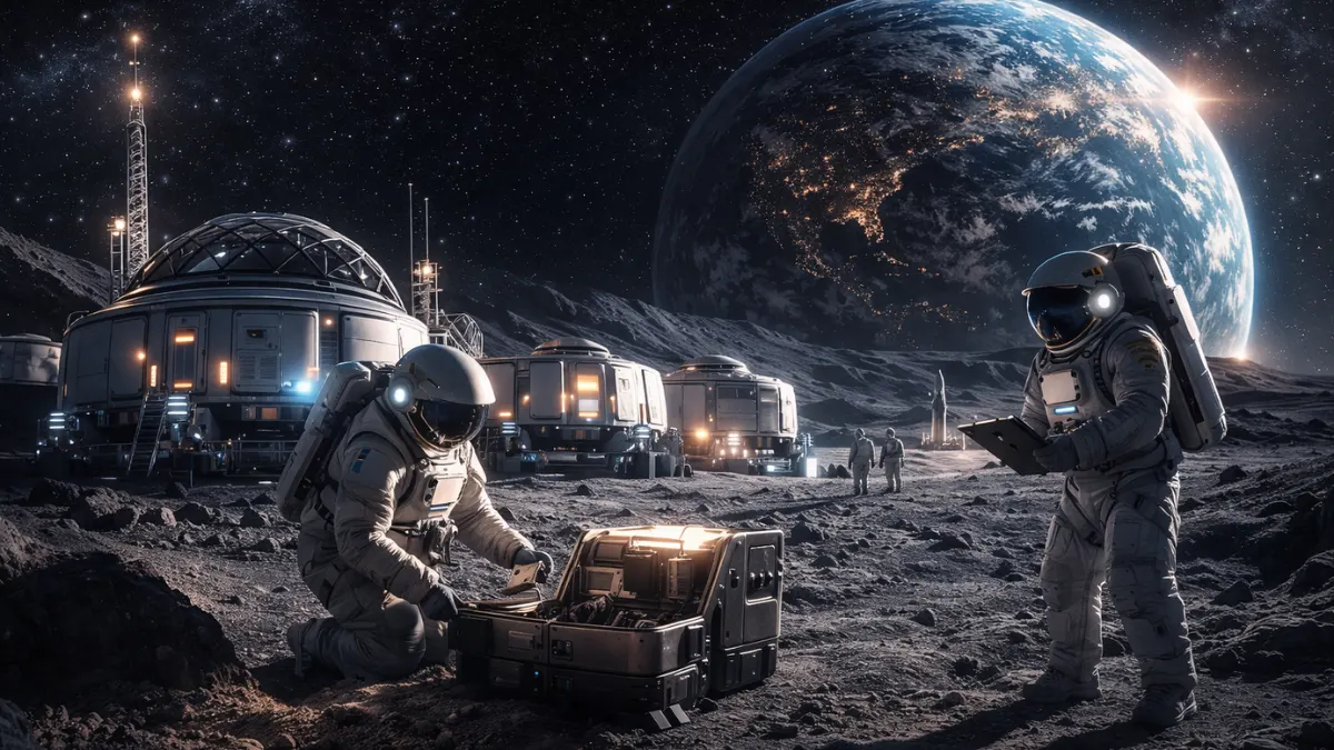 Moon base concept highlighting human expansion in the Future of Space