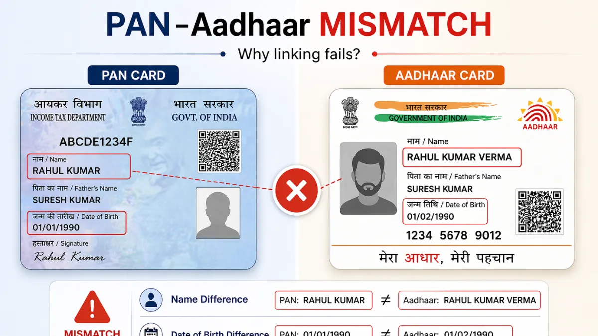 PAN and Aadhaar mismatch causing linking issues