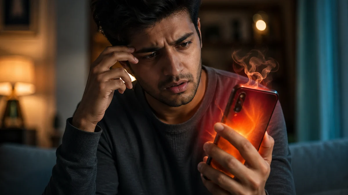 Smartphone overheating issue showing heat buildup during usage