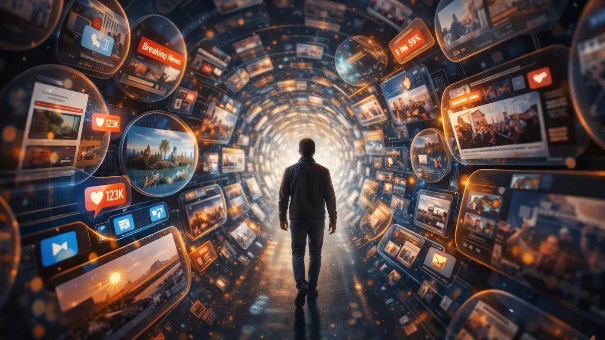 Social media feed showing filtered algorithm-driven content