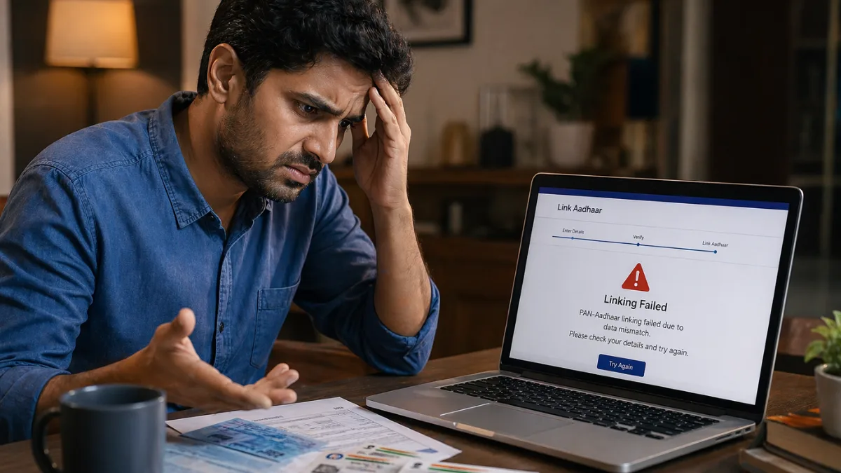 User facing pan aadhaar link error on income tax portal