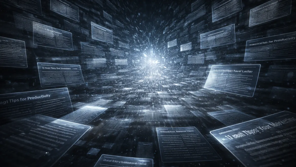 Visual representation of AI Content Problem causing uniform and repetitive online content