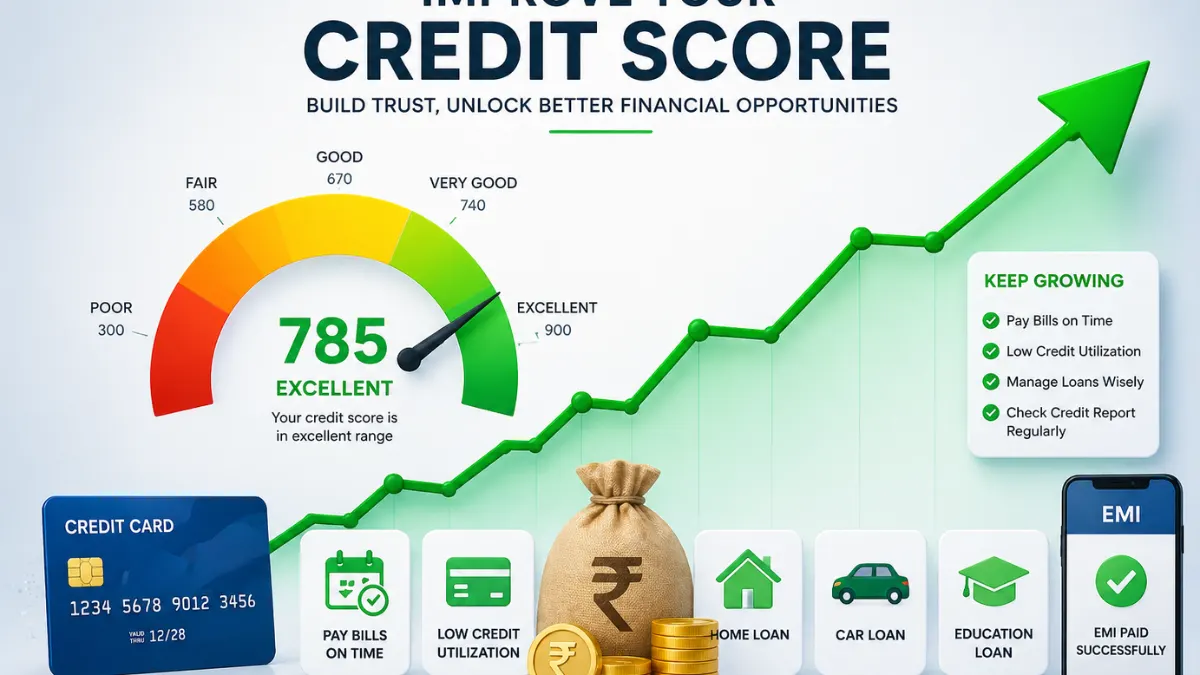 Visual representation of improving credit score in India Finance & Banking system