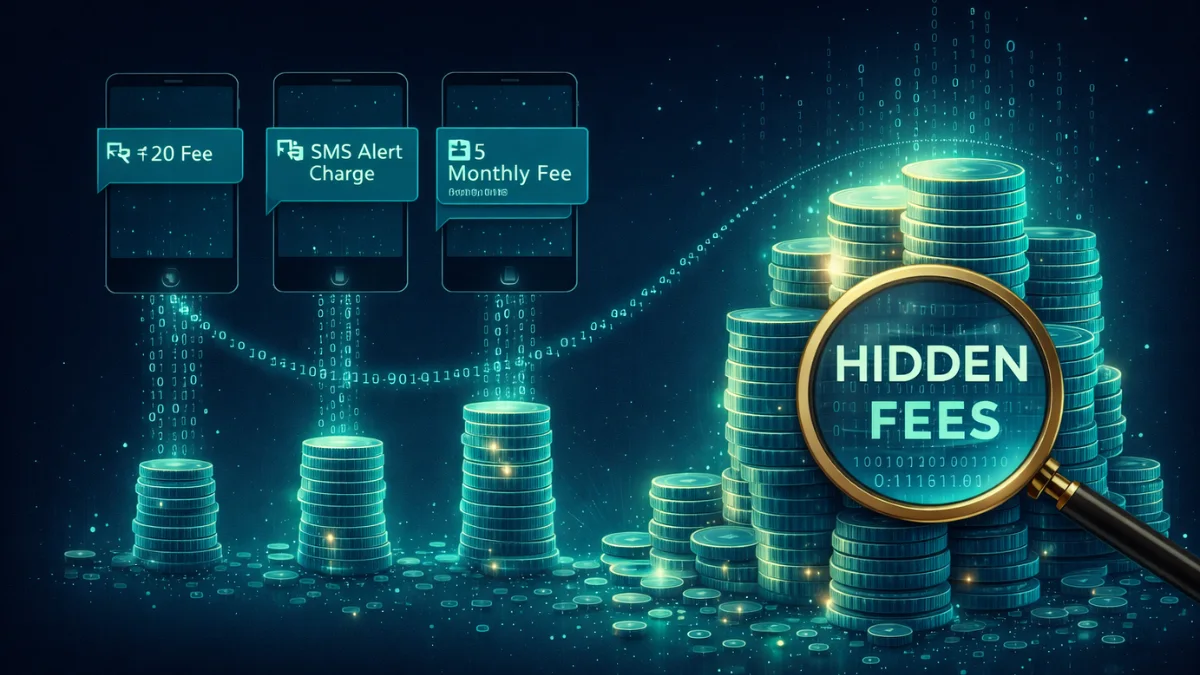 Visualization of small banking fees accumulating over time in India
