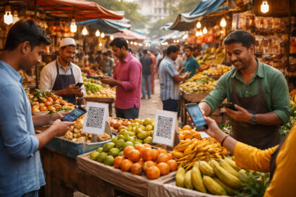 cashless economy India reality with street vendors accepting digital payments via QR codes