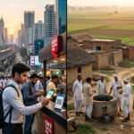 digital india reality showing urban and rural contrast with technology access