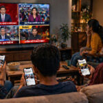 Indian audience watching different news channels on TV and mobile showing contrasting narratives highlighting media bias India
