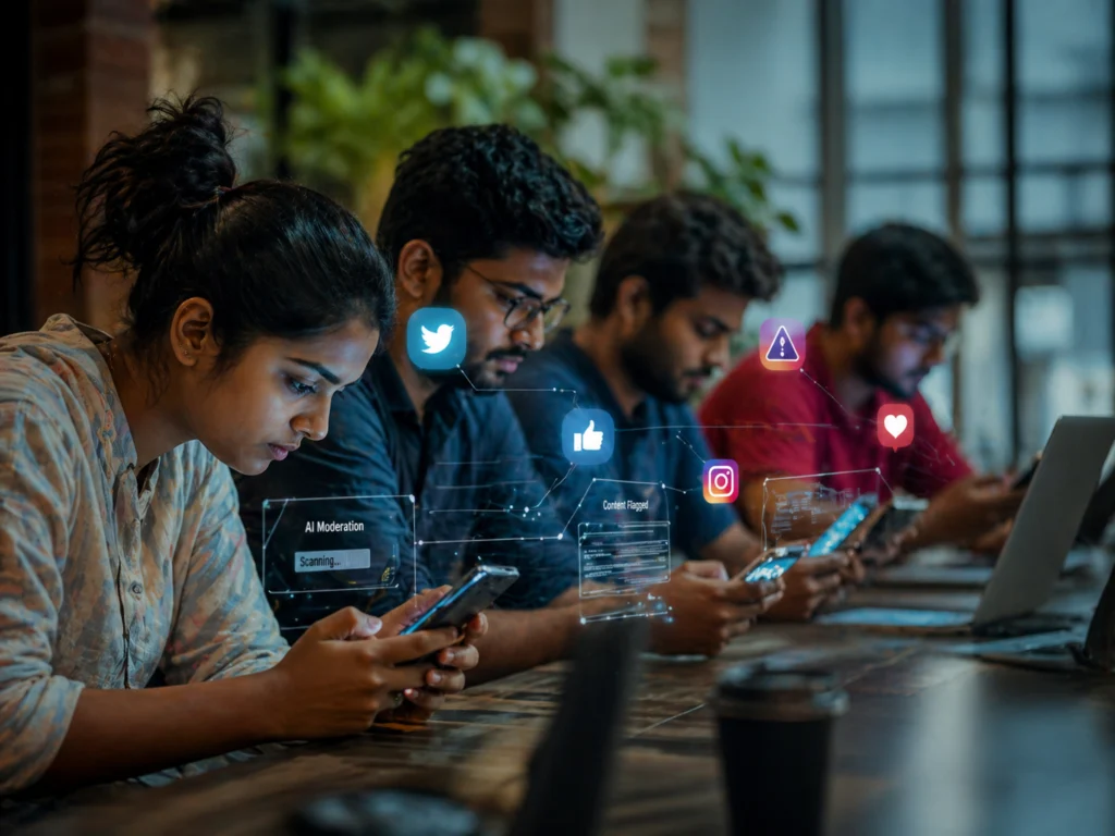 Digital platforms regulating speech in India with social media moderation and algorithms