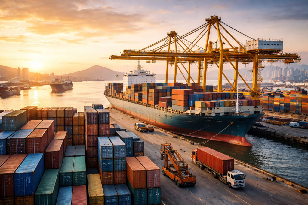 India export and global trade concept with cargo containers and shipping