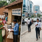 Government schemes India impact showing rural and urban contrast in policy implementation